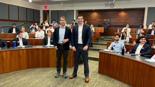 Dillon Knox, Vice President, RBC Capital Markets and Joshua Rosenbaum, Managing Director, RBC Capital Markets in a classroom with MSF candidates