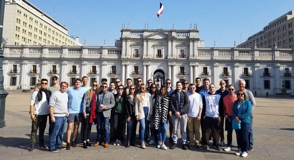 A group of MSRE students on a study abroad trip