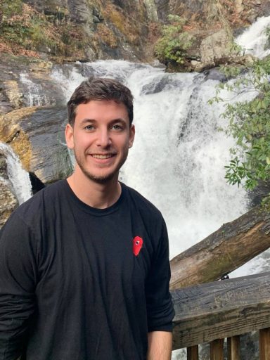 Zachary Blanket waterfall on a hike