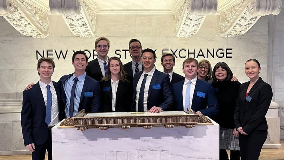 MSF students with David Brown and Kelly Herring at the New York Stock Exchange