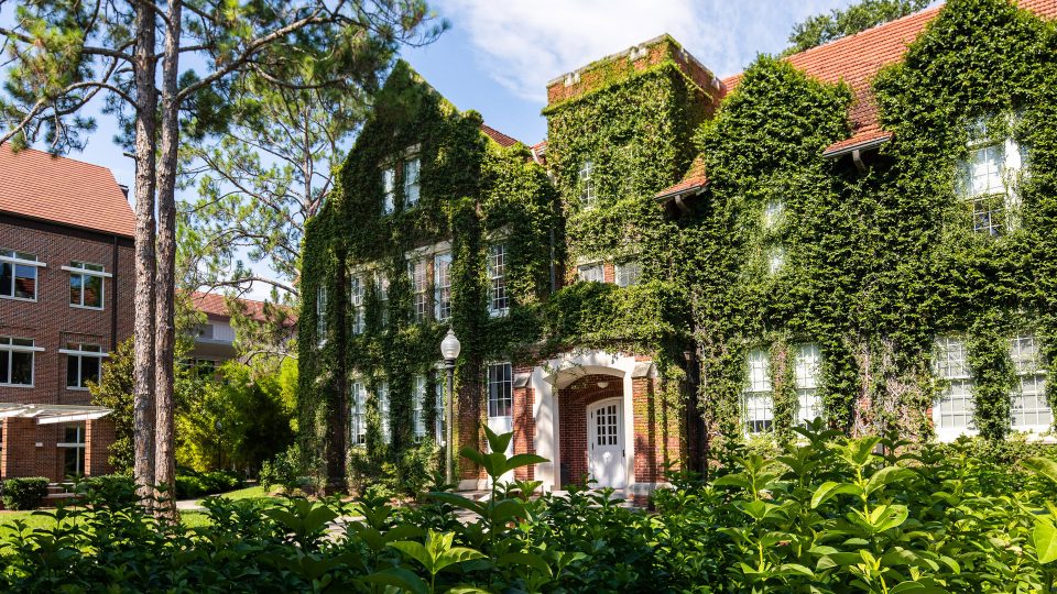 Bryan Hall covered in ivy