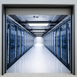 Hallway with server computers or mainframe computers on both sides
