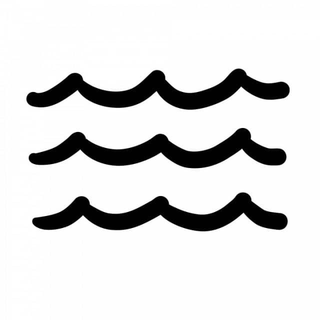 Illustration of three wavy lines indicating water
