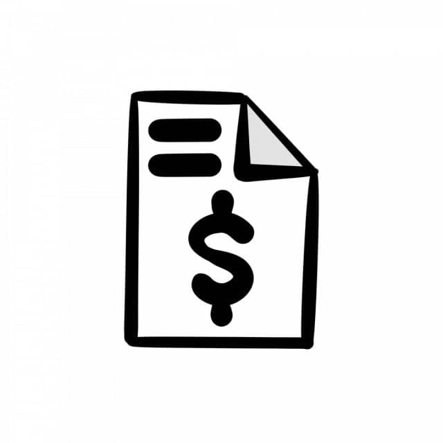Illustration of a document with a dollar symbol