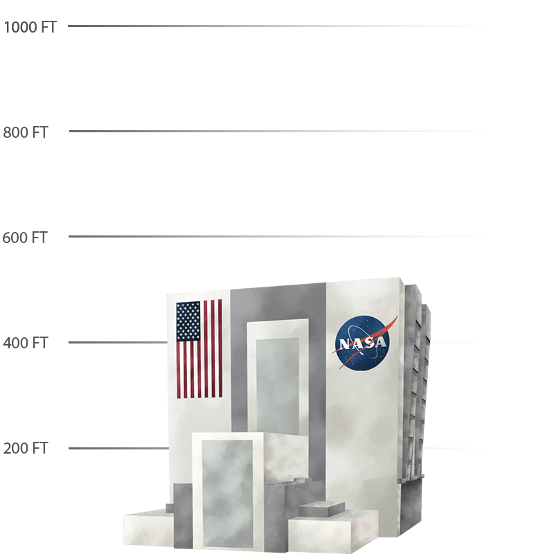Illustration of the NASA Vehicle Assembly Building on Merritt Island