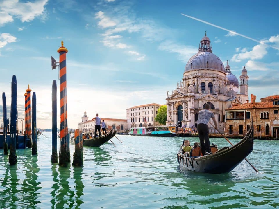 Gondolas on the water in Venice, Italy