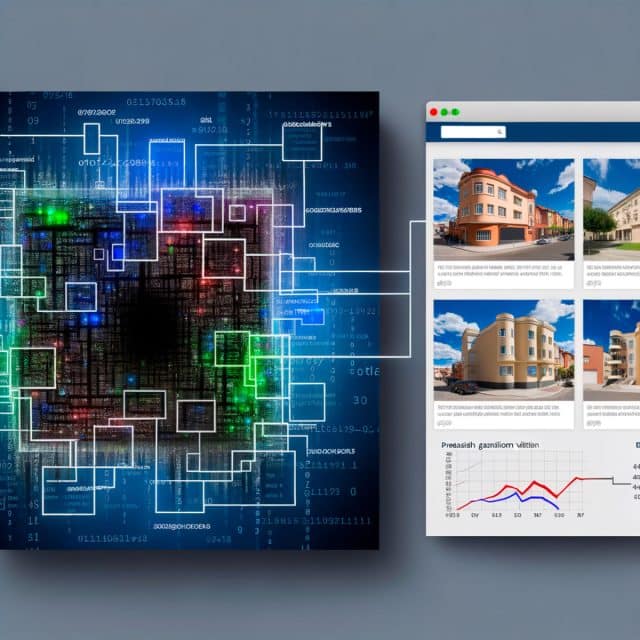 A graphic depiction of real estate data coming from a web page listing of properties