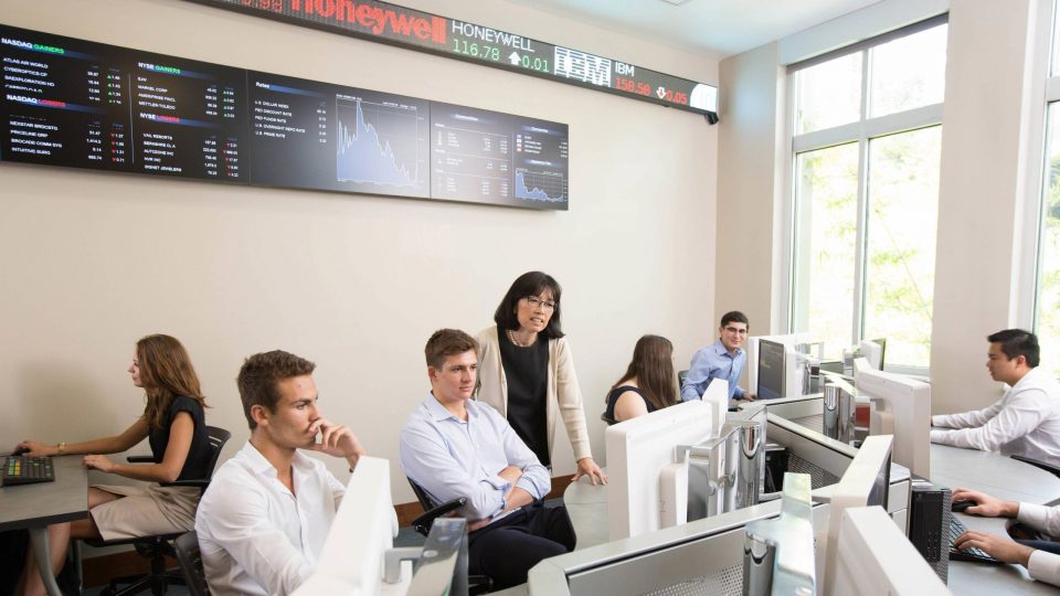 Students working in the Capital Markets Lab