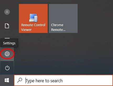 A screen capture showing Remote Control Viewer and Chrome Remote with a toolbar and the settings button circled