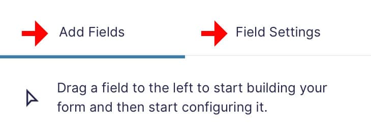 Gravity Forms Add Fields and Field Settings tabs