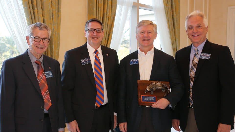 Dan Woodward receives award from Bergstrom center pictured with Wayne Archer, Tim Becker and David Ling