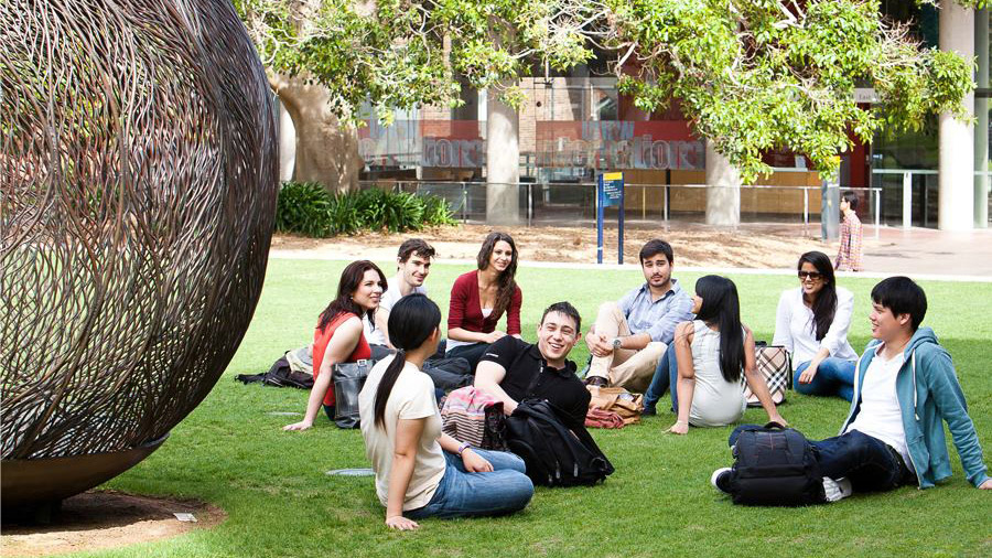 New South Wales students relaxing on the grass