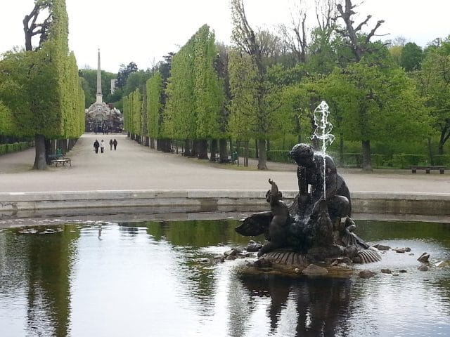 Naiad fountain in the garden of the Schonbrunn Palace