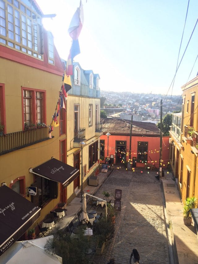 Overlooking a street in Valparaíso, Chile