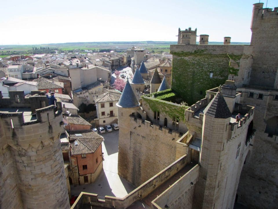 Overlooking the Olite Royal Palace and town in Spain