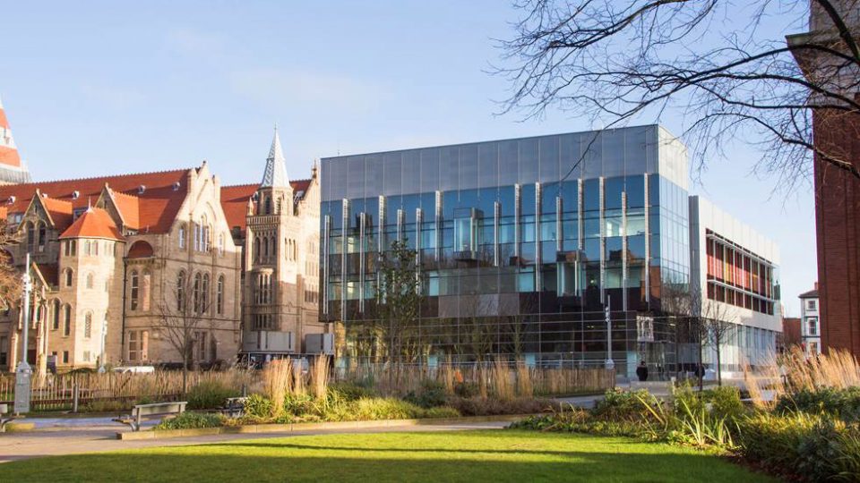 Business School building at University of Manchester, England