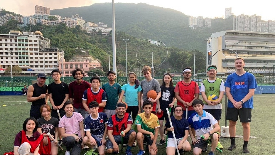 Student Quidditch team outside in Hong Kong