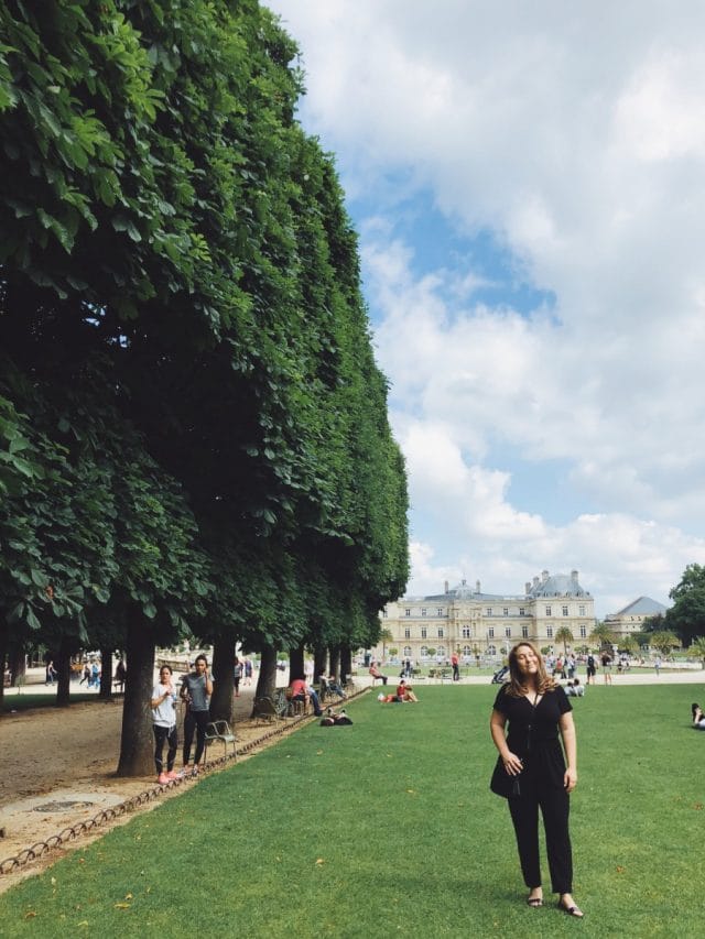 Jardin du Luxembourg Lawn with Student in Paris, France