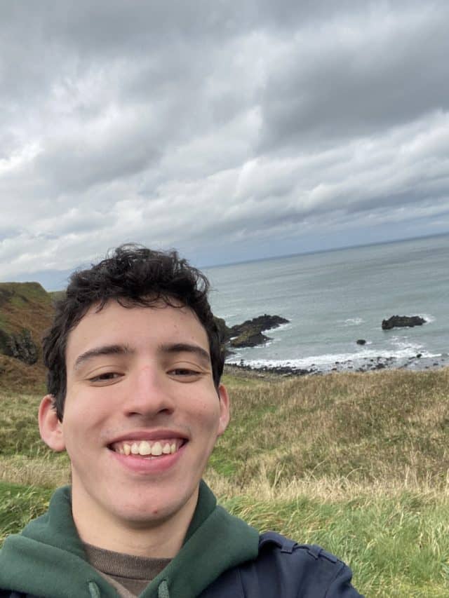 This photo is a selfie of student ambassador, Javi, in Dublin.